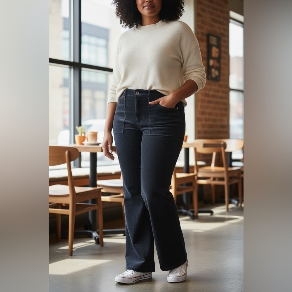 NWT Dex Black Naomi High Rise Flare Corduroy Pants Women’s Plus Size 20